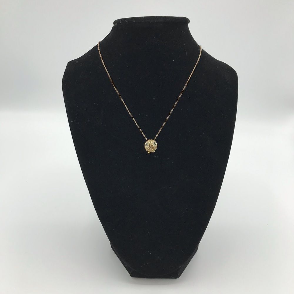 Fossil Necklace Rhinestone Mini Owl Slide Charm Brass